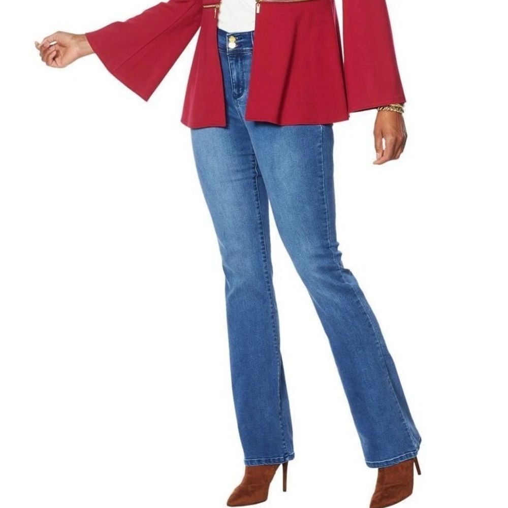 IMAN Global Chic Luxury Resort 360 Slim Bootcut 2 Button Jeans • size 6P - Picture 3 of 10